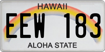 HI license plate EEW183