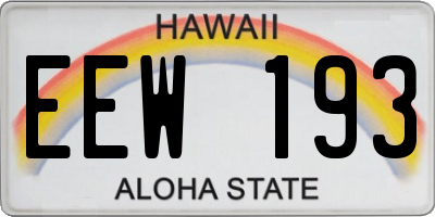 HI license plate EEW193