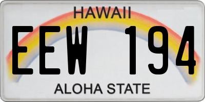 HI license plate EEW194