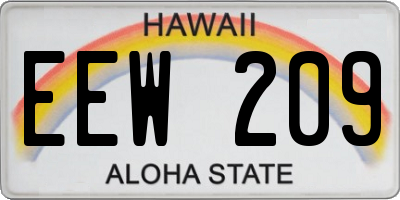 HI license plate EEW209