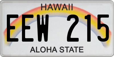 HI license plate EEW215