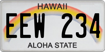 HI license plate EEW234