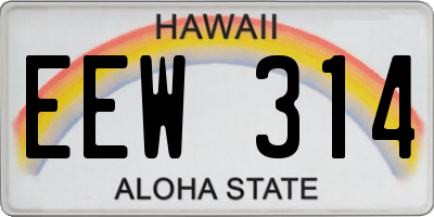HI license plate EEW314