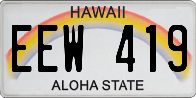 HI license plate EEW419