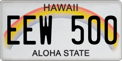 HI license plate EEW500