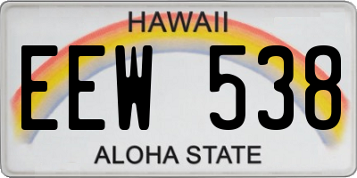 HI license plate EEW538