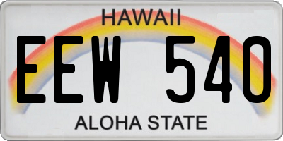 HI license plate EEW540