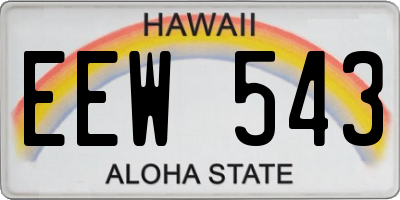 HI license plate EEW543