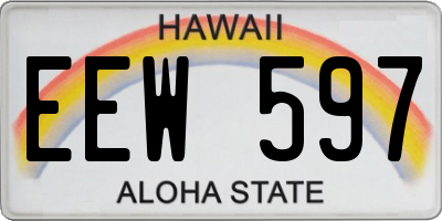 HI license plate EEW597