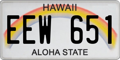 HI license plate EEW651