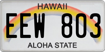 HI license plate EEW803