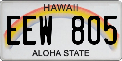 HI license plate EEW805