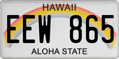 HI license plate EEW865