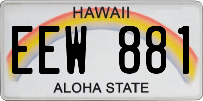 HI license plate EEW881