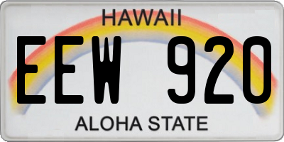 HI license plate EEW920