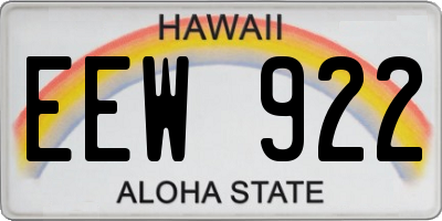 HI license plate EEW922