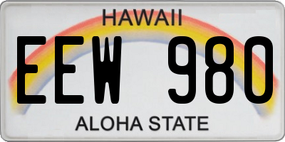 HI license plate EEW980
