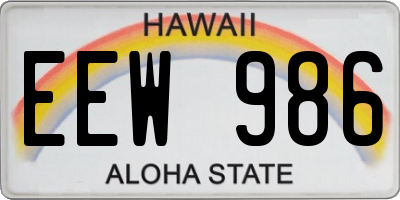 HI license plate EEW986