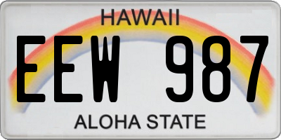 HI license plate EEW987