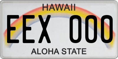 HI license plate EEX000