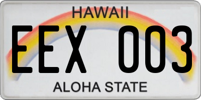 HI license plate EEX003