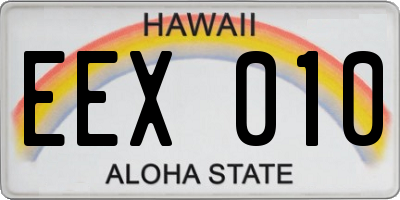 HI license plate EEX010