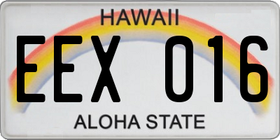 HI license plate EEX016