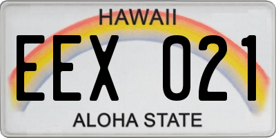 HI license plate EEX021