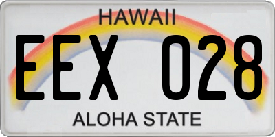HI license plate EEX028