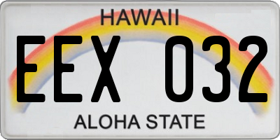 HI license plate EEX032