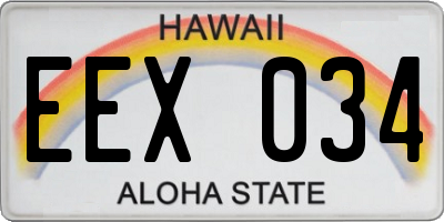 HI license plate EEX034