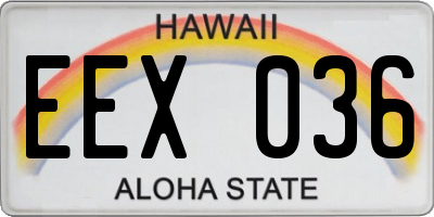 HI license plate EEX036