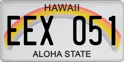 HI license plate EEX051