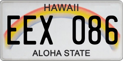 HI license plate EEX086