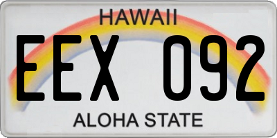 HI license plate EEX092