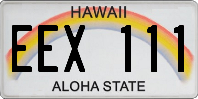HI license plate EEX111