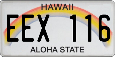 HI license plate EEX116