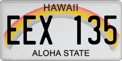 HI license plate EEX135