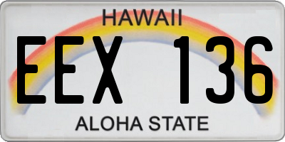HI license plate EEX136