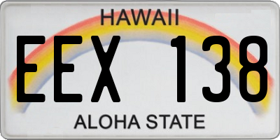 HI license plate EEX138
