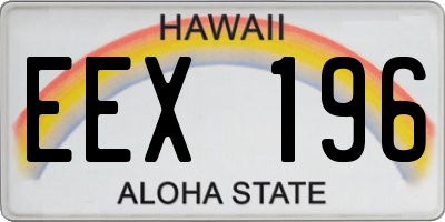HI license plate EEX196