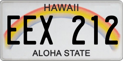 HI license plate EEX212