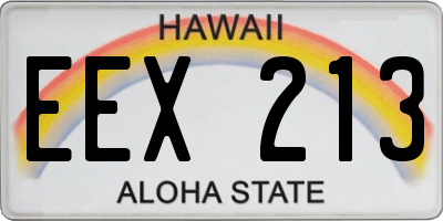 HI license plate EEX213