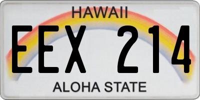 HI license plate EEX214