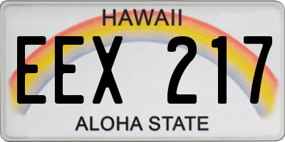 HI license plate EEX217