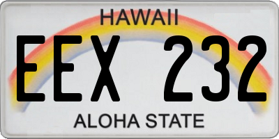 HI license plate EEX232