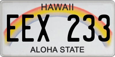 HI license plate EEX233