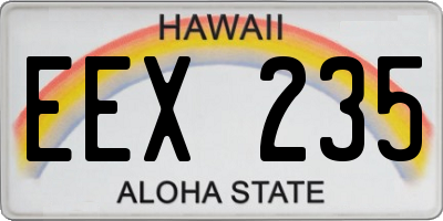 HI license plate EEX235