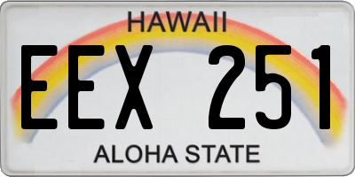 HI license plate EEX251
