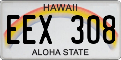 HI license plate EEX308